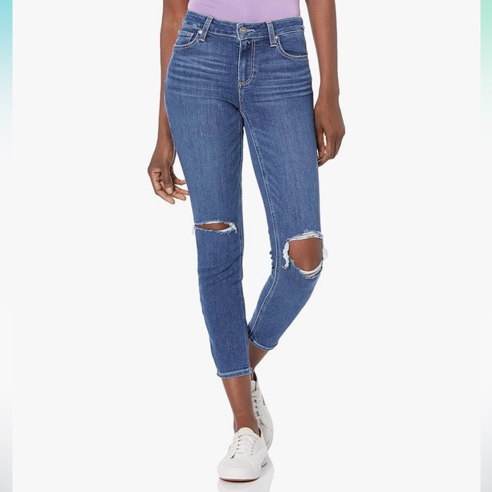 PAIGE Blue Ankle Distressed Jeans